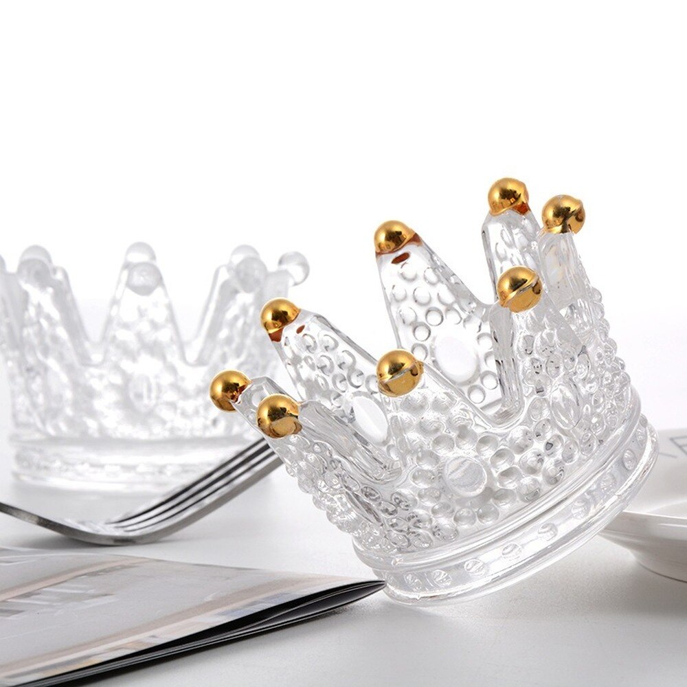 Crown Ashtray Glass Personality Ash Tray Transparent Wax Holder Candle Holder Ornaments Ashtray for Home Car