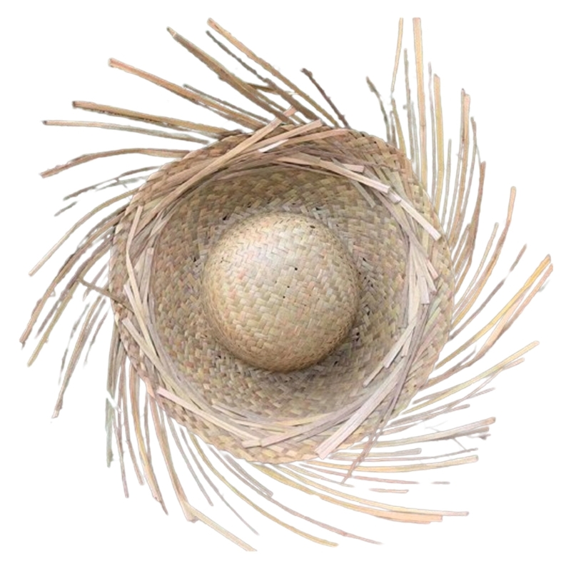 Mexicanos Sombrero Hat Straw Hat Cool Mexicanos Festival Hat with Ripped Brim: Khaki