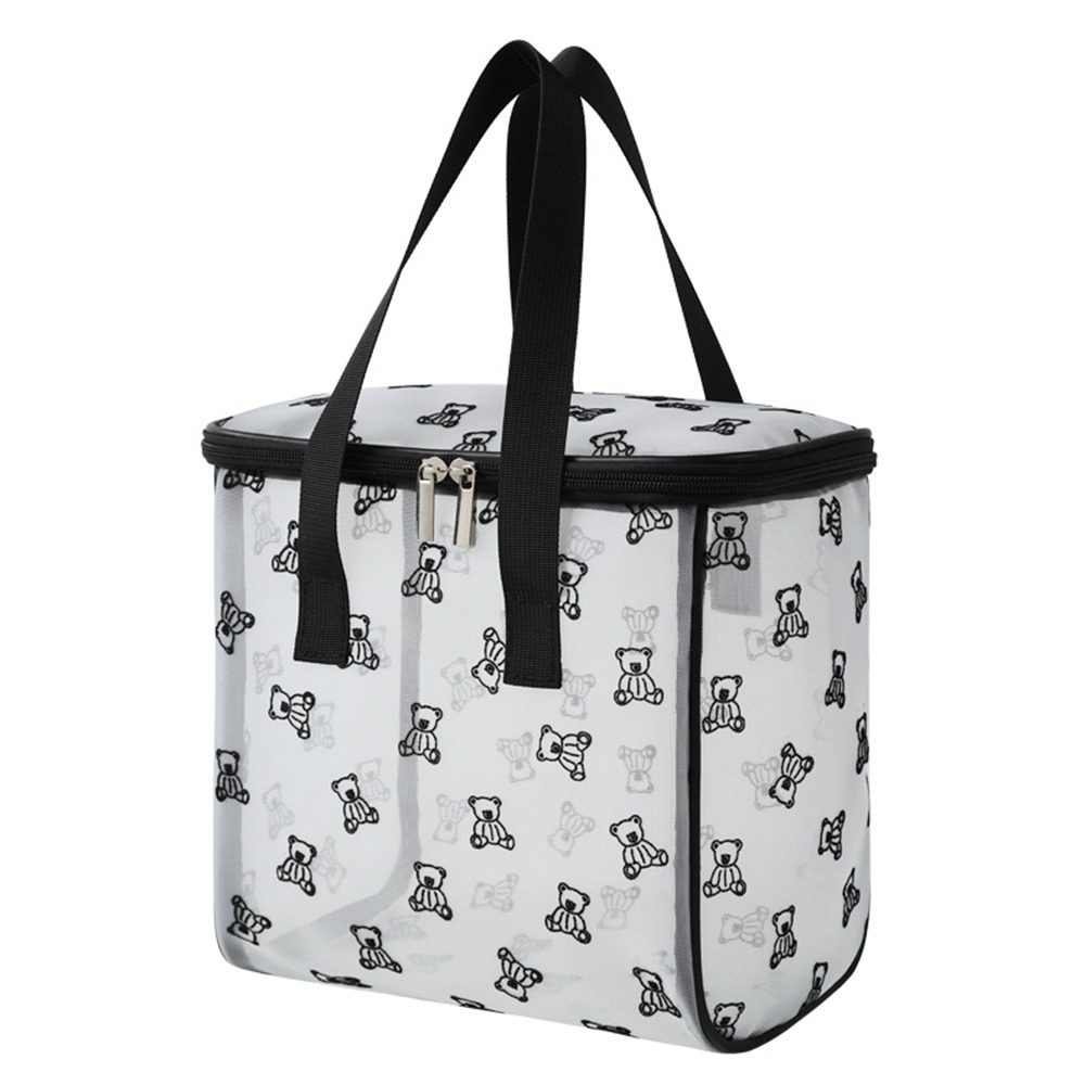 Large Capacity Mesh Cosmetic Bags Zipper INS Toiletries Storage Pouch with Handle Soft Perspective Makeup Bag Travel: Khaki