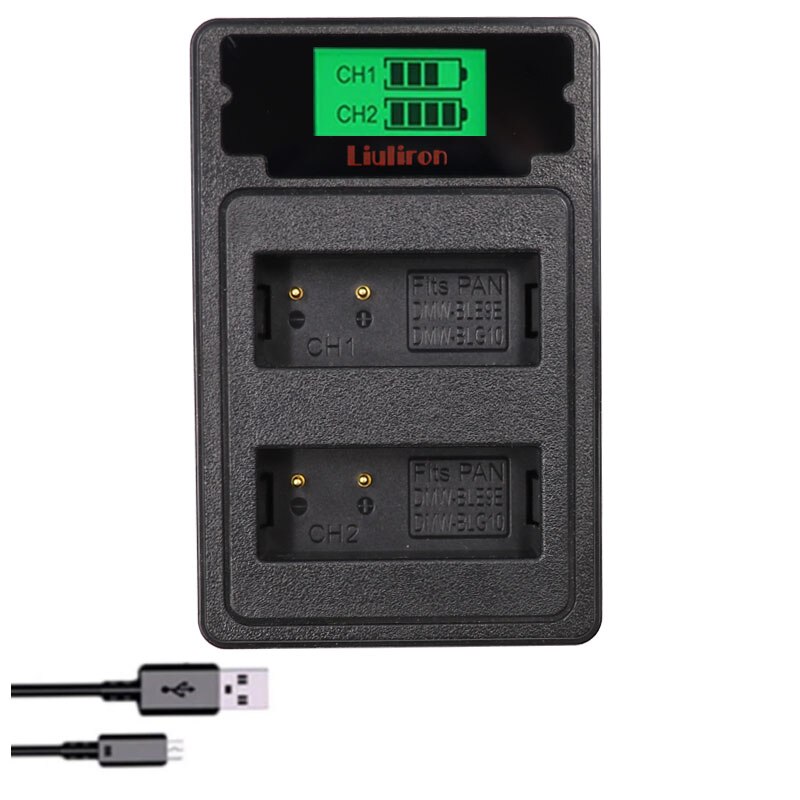 Batterie 4x DMW-BLG10 DMW BLG10E BLG10 DMW-BLE9 + LCD double chargeur pour Panasonic LUMIX GF5 GF6 GX7 LX100 GX80 GX85 GX7 Mark II: charger only