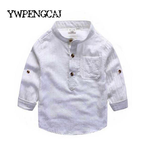 PARKLEES Heren katoenen linnen lange mouw button up opa kraag shirts