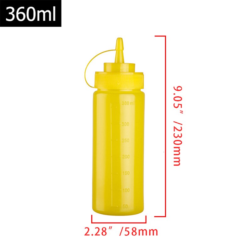 Plastic Squeeze Squirt Condiment Bottles with Cap Leak Proof Refillable Condiment Container for Kitchen Ketchup Mustard Sauces: yellow-360ml