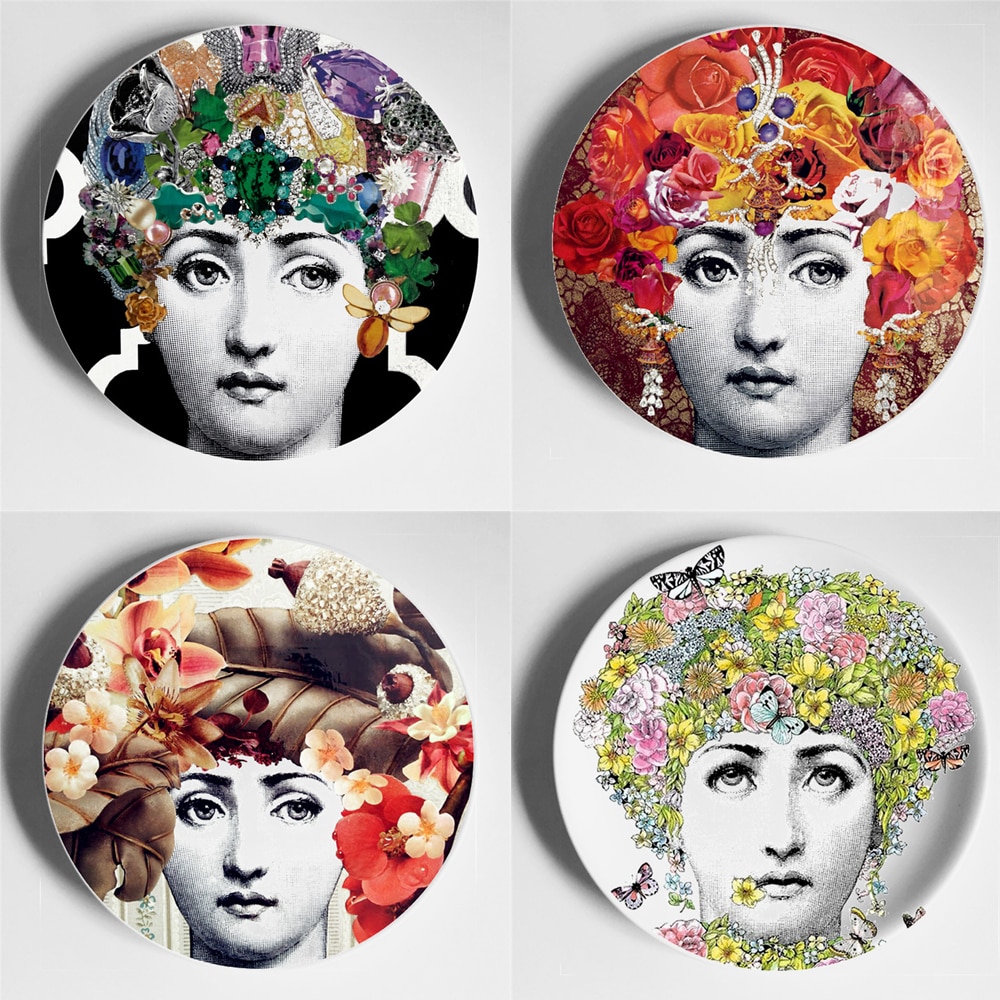 Wall Hanging Plates Multi-color Illustration Artistic Dishes Room/home/hotel Decortive Human Face Ceramic Craft
