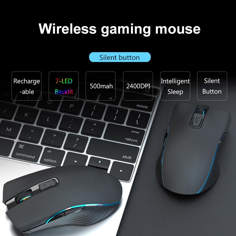 2.4G Bluetooth-compatible Wireless Mouse Rechargeable Silent Gaming Mouse For Macbook HP LED light Mice Computer PC Gamer Mouse