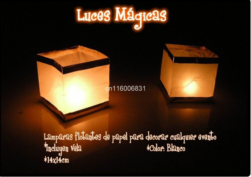 10pcs/lot 15CM Chinese Square Wishing Lantern Floating Water Lanterns Lamp Light With Candle Gold/Silver Color
