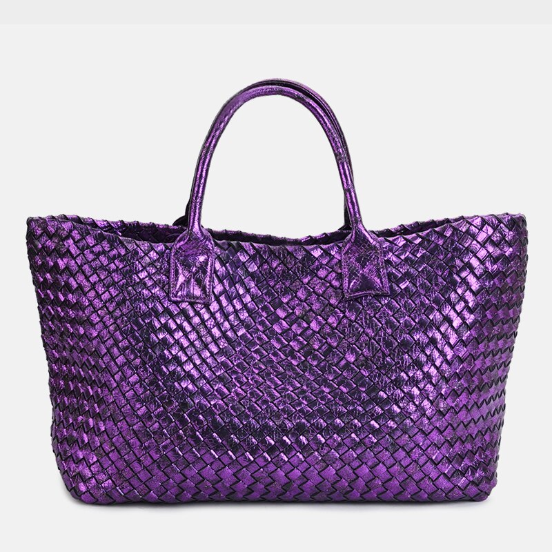 hand-woven women's bag spring summer European and American tide single shoulder vegetable basket women casual bag: purple