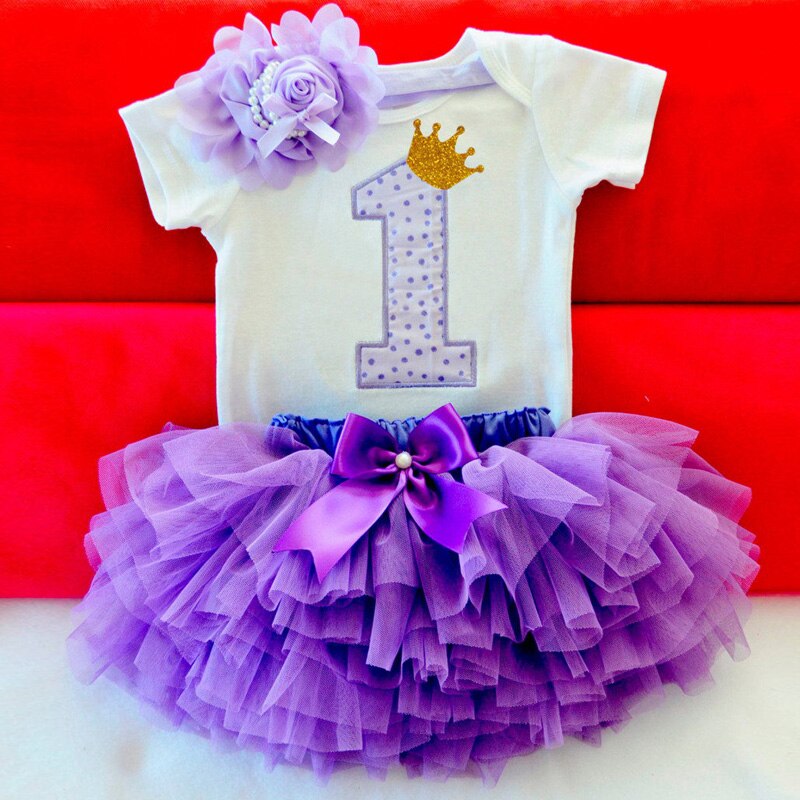 Baby fødselsdagskjole 1 år 3 stk outfits spædbarn småbørn pige tøj nyfødt baby tyl tutu vestido et år print tøj: Punkt 6