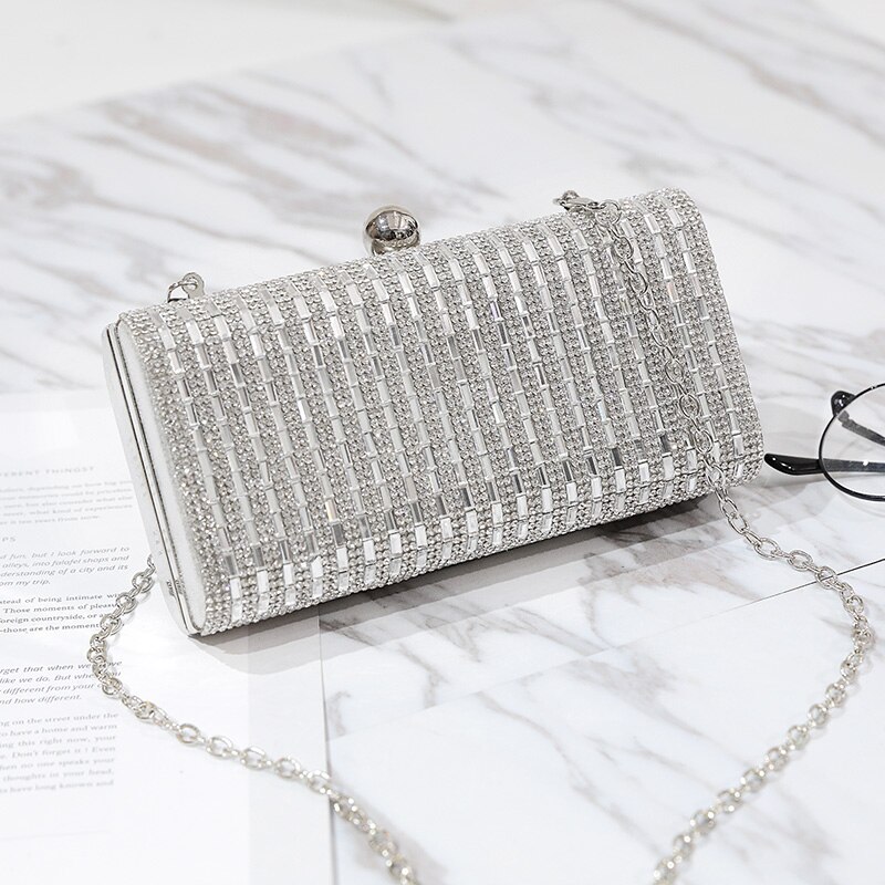 MAGICYZ Frauen Abend Tasche Schwarz/Silber Hochzeit Partei Taschen Diamant Strass Kupplungen Kristall Bling Gold Kupplung Taschen Geldbörsen: Silver