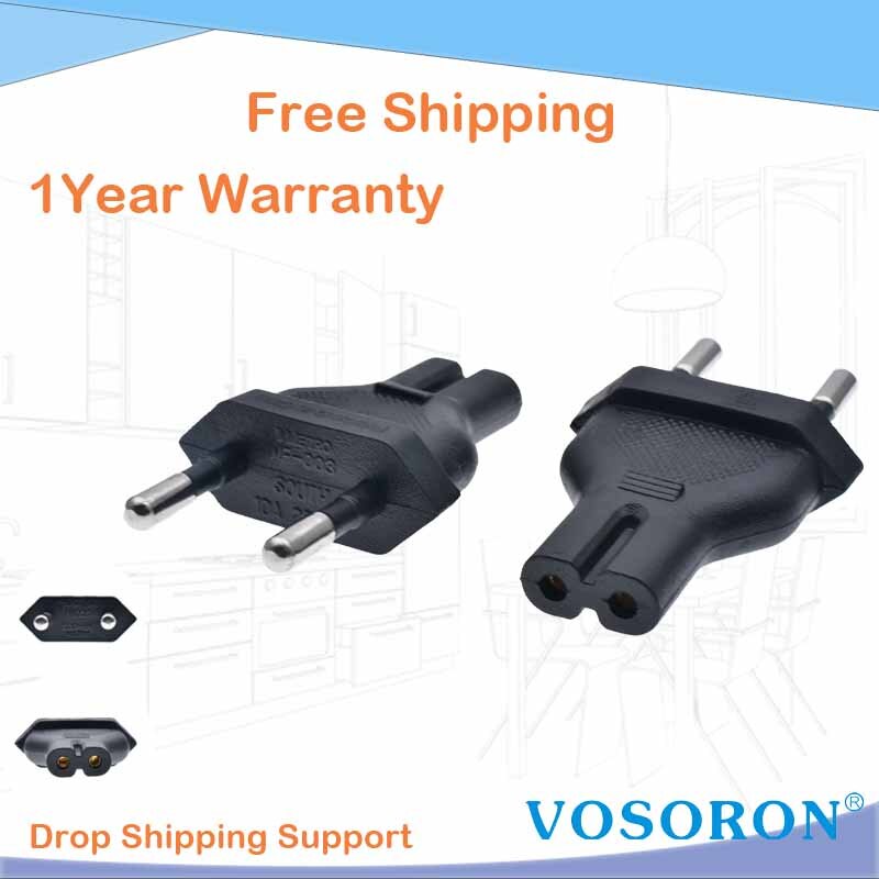 European Notebook Power Cord Adapter Non Polarized, 2 Prongs AC Power Cord IEC320 C7 to EU Europe CEE 7/16 2 prongs AC Outlet