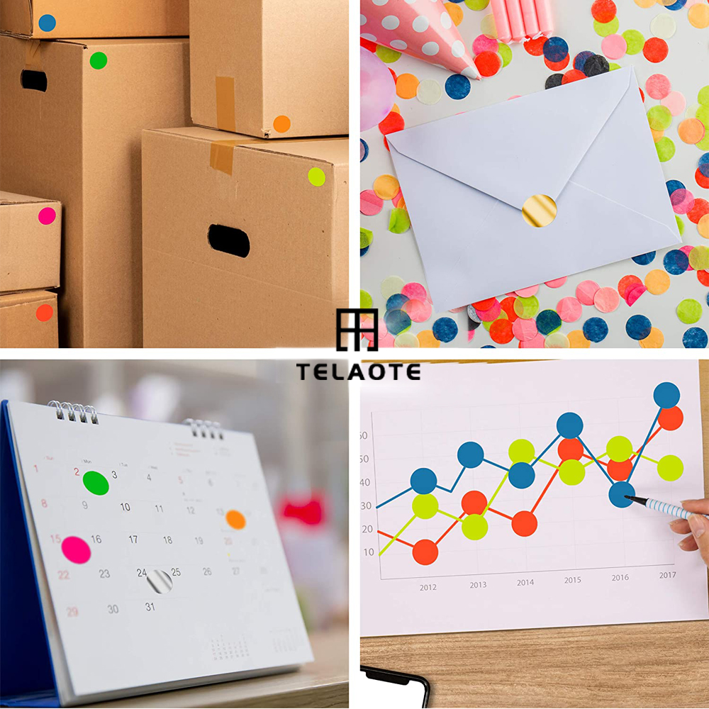 500per Roll Chroma Label Color Code Dot Labels Stickers 1 Inch Roun Red Green White Yellow Blue Pink Black Stationery Stickers
