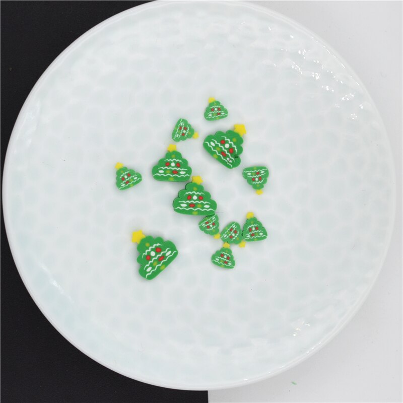 20g/Lot Polymer Clay Christmas Deer Tree Ginger Bread Man Cane Sprinkles Lovely Confetti for Crafts Making, DIY