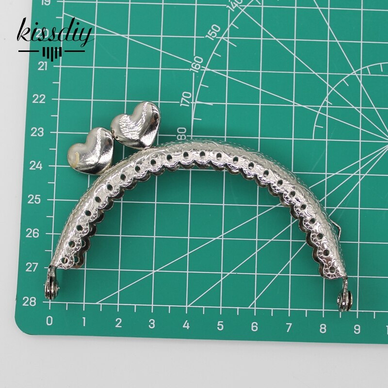 8.5Cm Hart Head Metal Purse Frame Handvat Voor Clutch Bag Coin Kus Sluiting Lock Antiek Brons Diy Tas Accessoire: Zilver