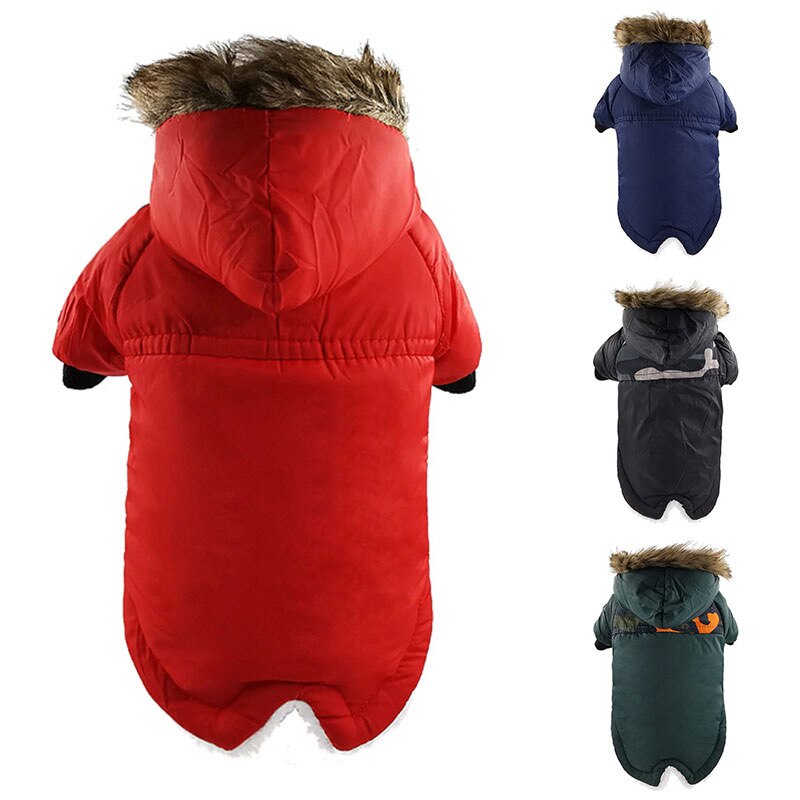 Dog Cotton-padded Jacket With Hood Autumn and Winter Puppy Two-leg Cotton Coat Keep Warm Comfortable Pet Clothes Accessories