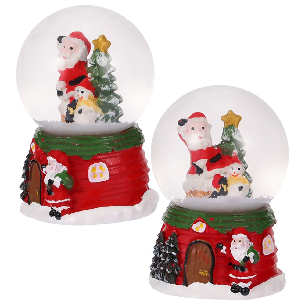 2Pcs Snow Globes Festive Snow Globes Crystal Ball Desktop Ornament for Christmas