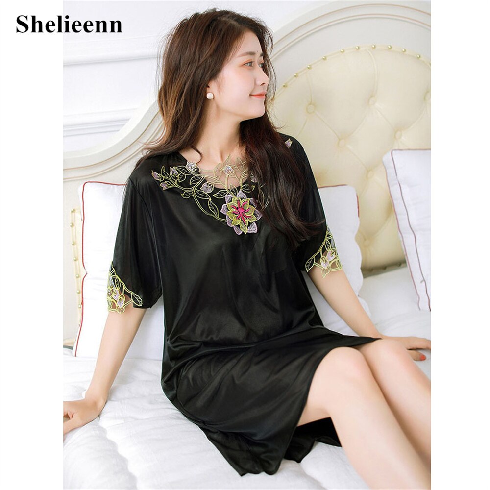 Litherday Nachthemd voor dames, korte mouwen, kanten nachthemden, vierkante hals, pyjama voor dames, comfortabel, korte nachtjurk, Wit, XL
