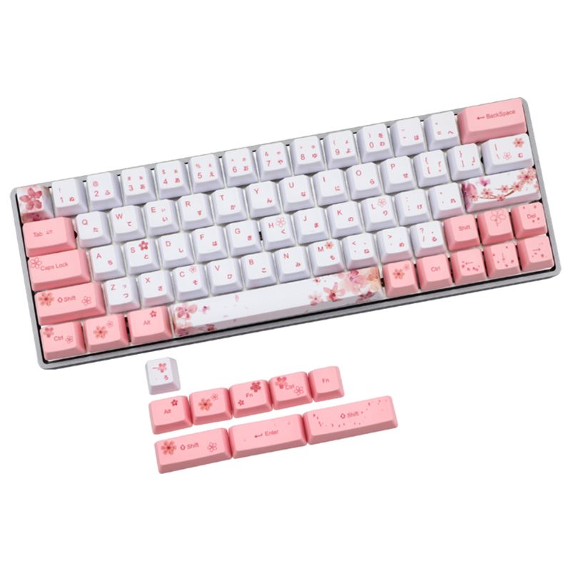 OEM PBT Cherry Blossom Keycap Keyboard Keycaps Dye-Sublimation Korean Japanese: C