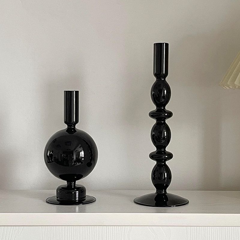 Black Candle Holder Home Decor Candlesticks Living Room Modern Decoration Glass Vase Bookshelf Decor Candle Stick Holder: PURPLE