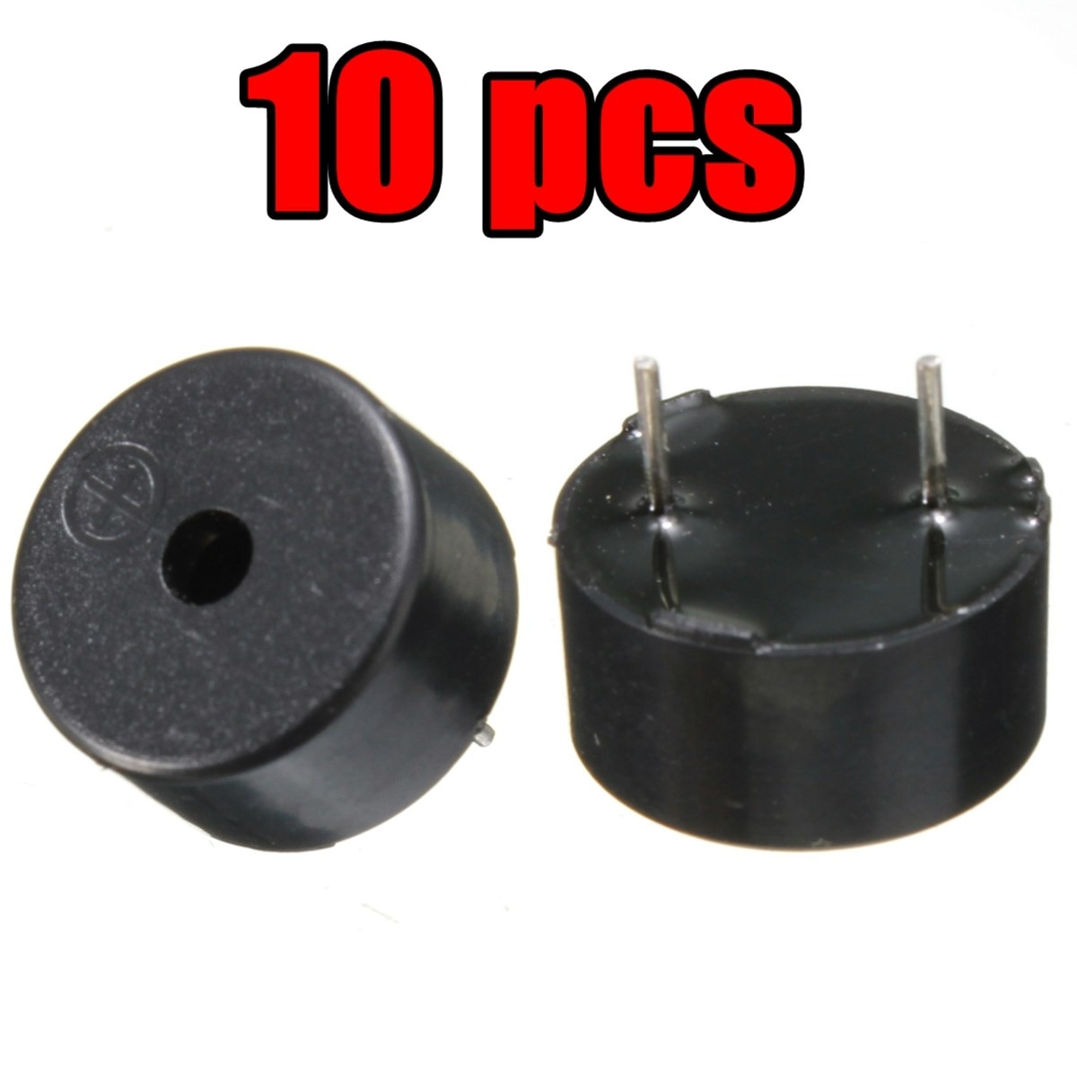 Piezo Buzzer AC 1-3V noir | 10 pièces, piézoélectrique passif électronique, 2 broches, 14x7mm