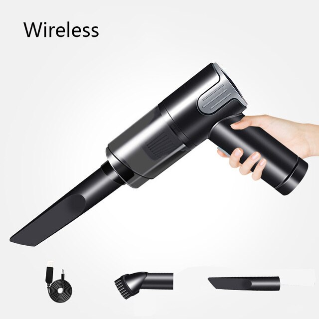 9000pa Handheld Vacuum Cleaner Wireless Compressed Air Duster Rechargeable Cordless Auto Portable For Car Home Computer Keyboard: Silver 6601Wireless