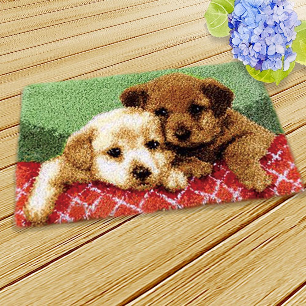 Knooppakket Klink Haak Kleed Bloemen Kits Diy Handwerken Mat Borduurwerk 3D Kat Hond Klink Haak Kussen Bloem Kit Almofadas Smyrna