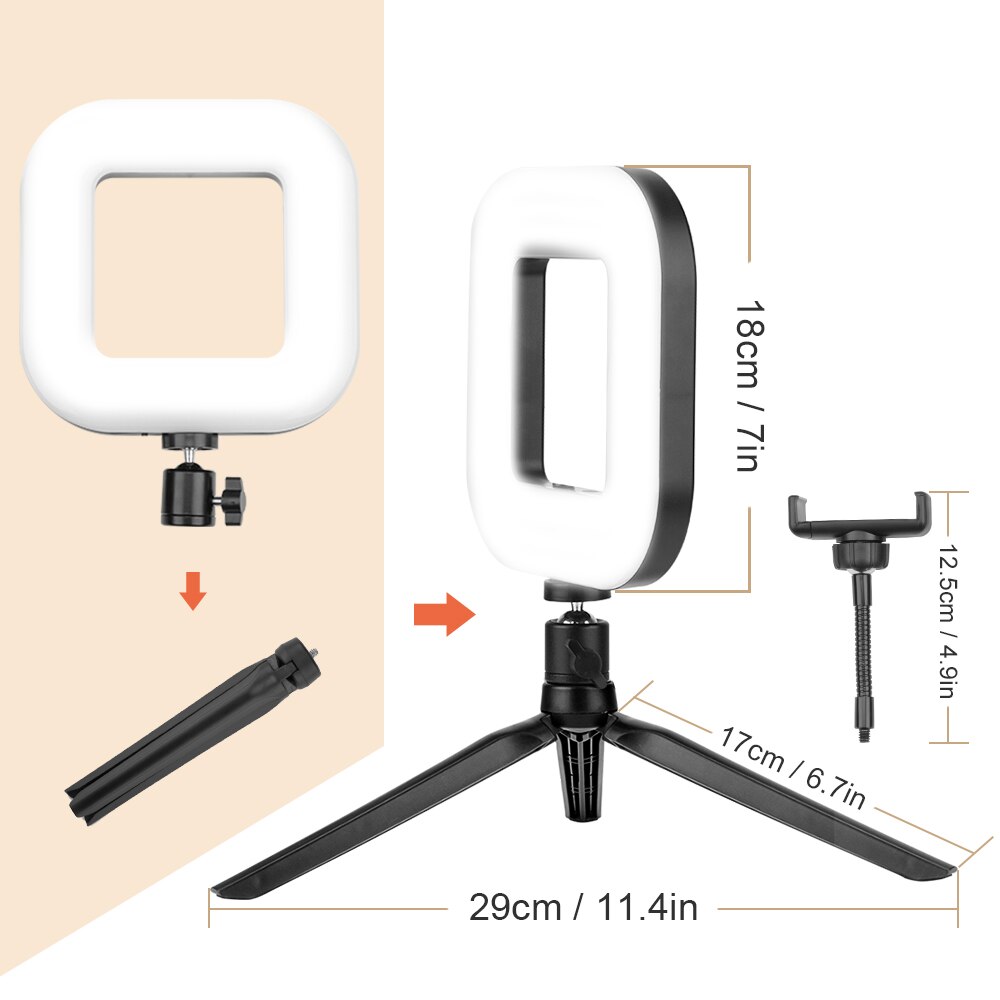 LED Selfie Ring Light Photography Dimmable Camera Phone Ring Lamp With Table Tripods For Makeup Video Live Studio