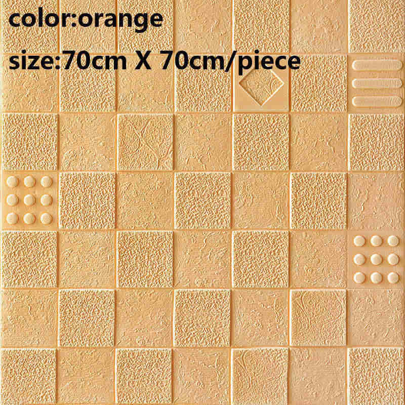 70 x 70cm vaahto 3d seinätarraa tapetti tee itse tiili kiviseinä sisustus olohuone lasten makuuhuone moderni tyyli koristetarra: Oranssi