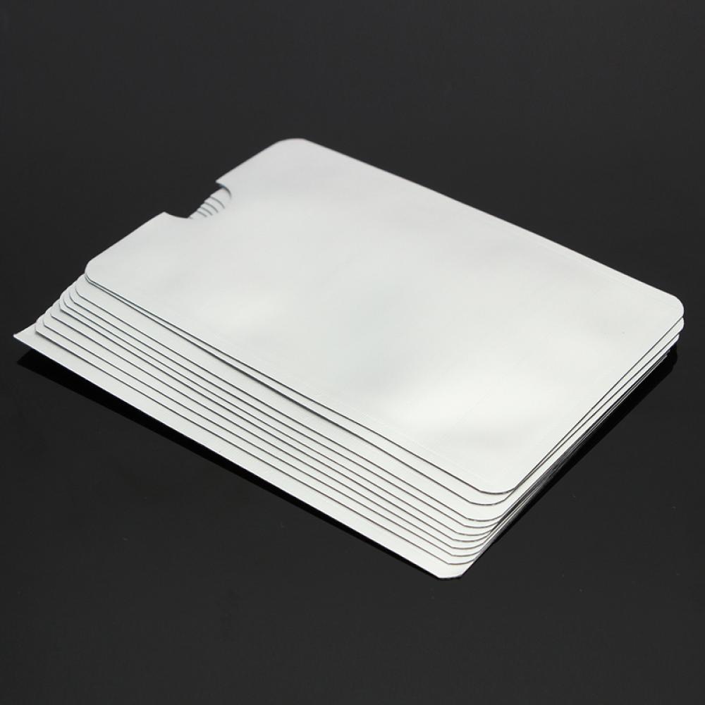 10 stuks RFID Veilige Protector Blokkeren Bank Kaarthouder Id Bank Card Case Bescherming Metalen Creditcardhouder Aluminium Folie 9*6 cm