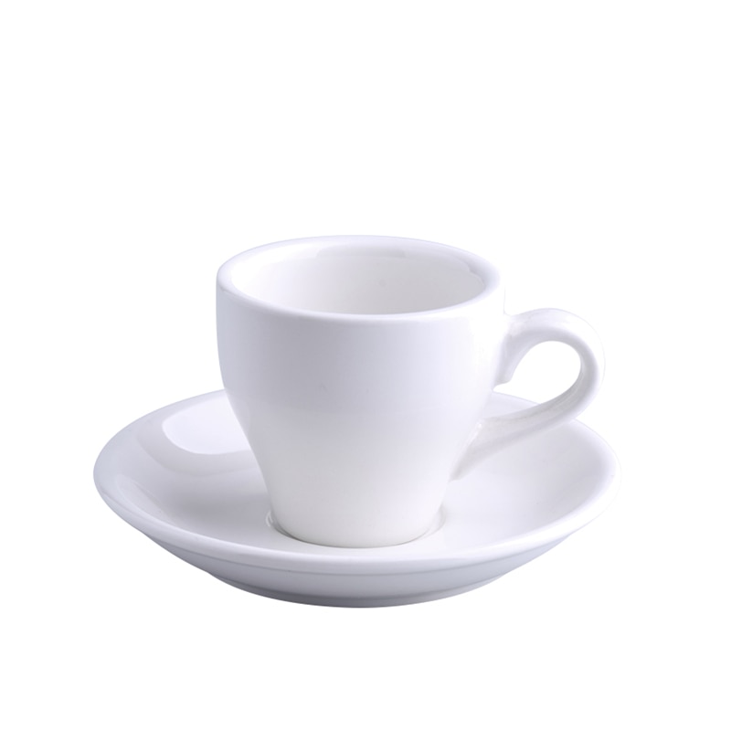 Billig klassisk europeisk stil hvit keramisk italiensk kaffekopp 80ml liten kapasitet espresso skudd krus og tallerken kommode taza