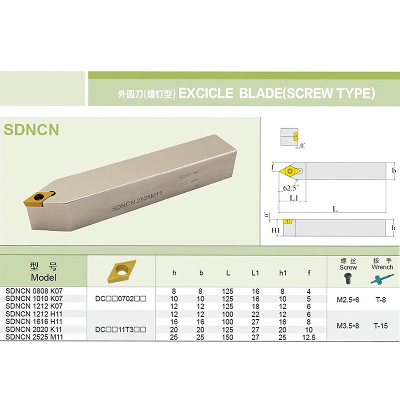 SDNCN Externe Draaien Gereedschaphouder CNC Draaibank Cutter SDNCN1212H07 SDNCN1616H07 SDNCN2020K07 Voor Draaiwisselplaten DCMT070204