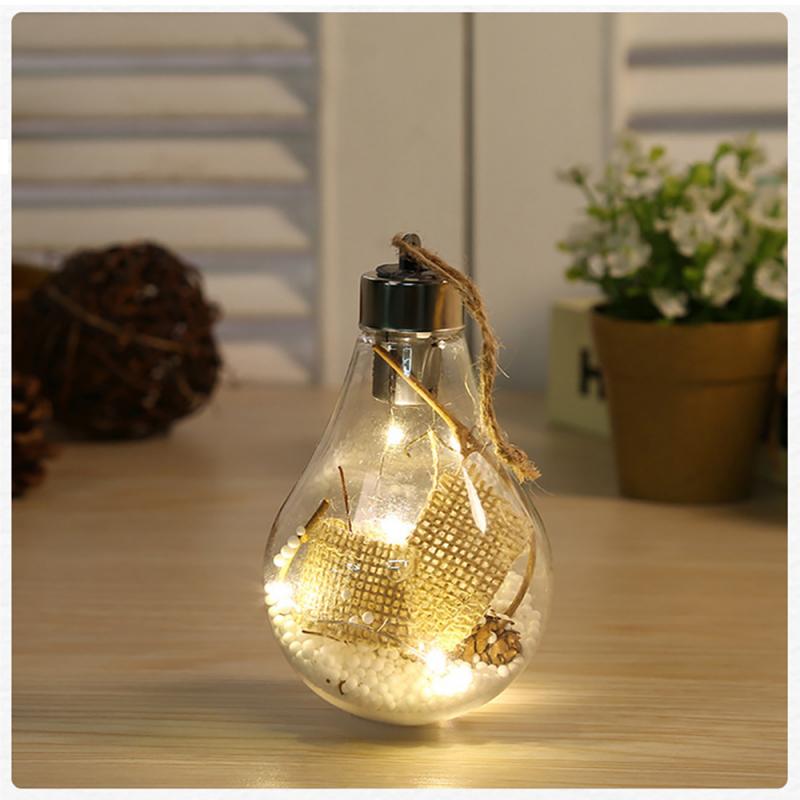 Christmas Tree Decoration Pendant Plastic Bulb Ball Warm White LED Light Transparent Christmas Cute Ornament