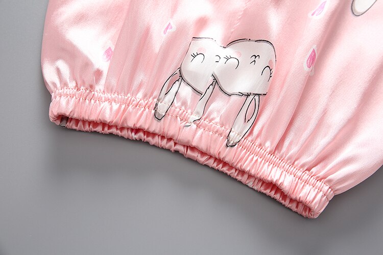 Baby slaapkleding lange mouwen top konijnenprint reverskraag thuis slaap cartoon broek trendy nauwsluitende warme jas