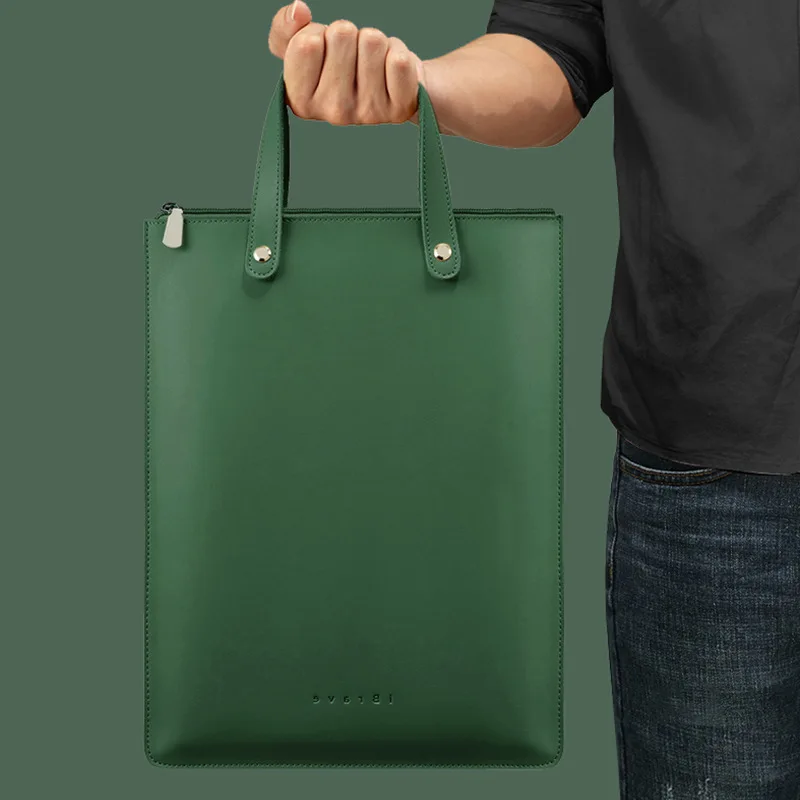 Fashionable Leather Notebook Computer Bag Waterproof Spring Laptop Handbag Business Handbag Durable Pouch for Office Use