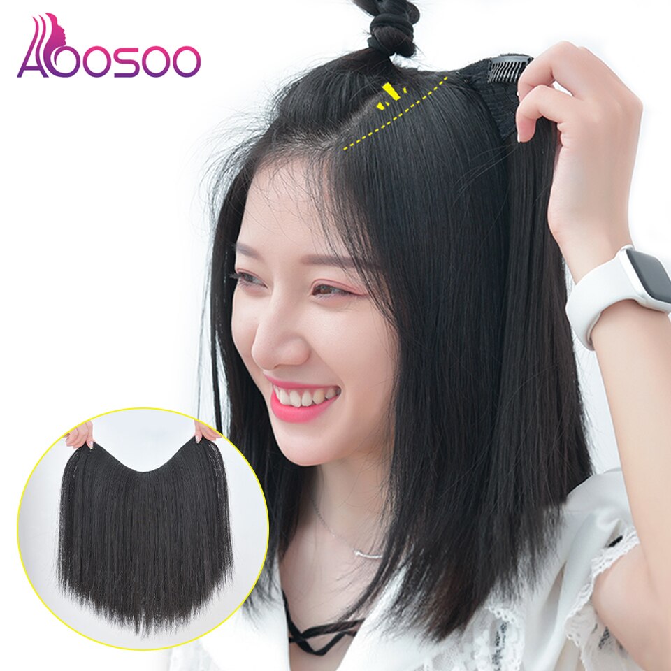 Synthetisch Haar Lange Rechte 4 Clip In Hair Extension Hoge Temperatuur Fiber Haarstukje Natuurlijke Haar Stuk 3 Kleuren