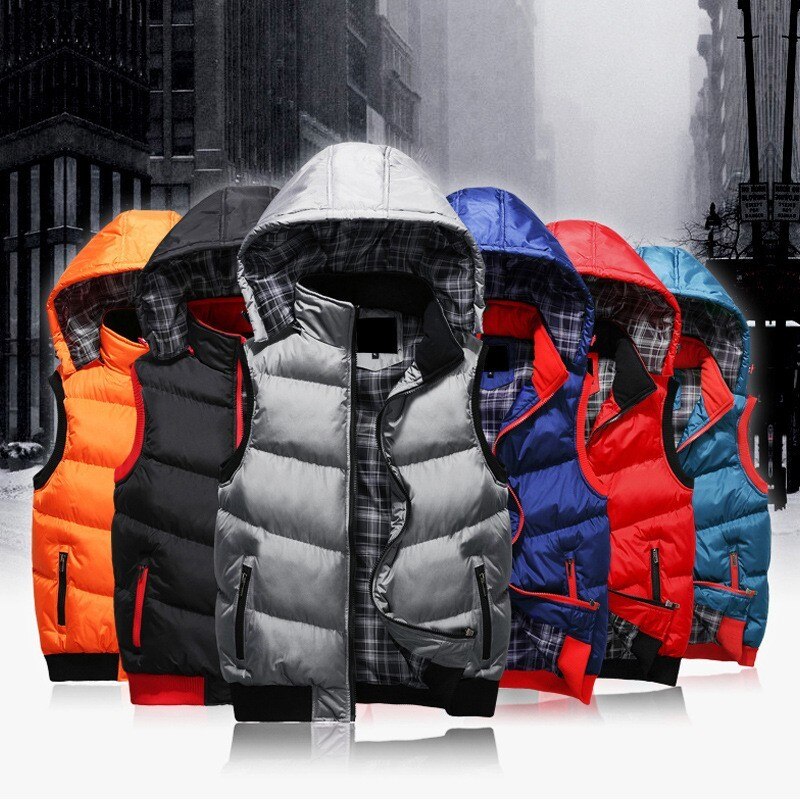 Chaqueta de invierno sin mangas para hombre, chaleco con capucha Casual, abrigo de prendas de vestir cálido para hombre, cazadora de gran tamaño 5XL para amantes de la cremallera