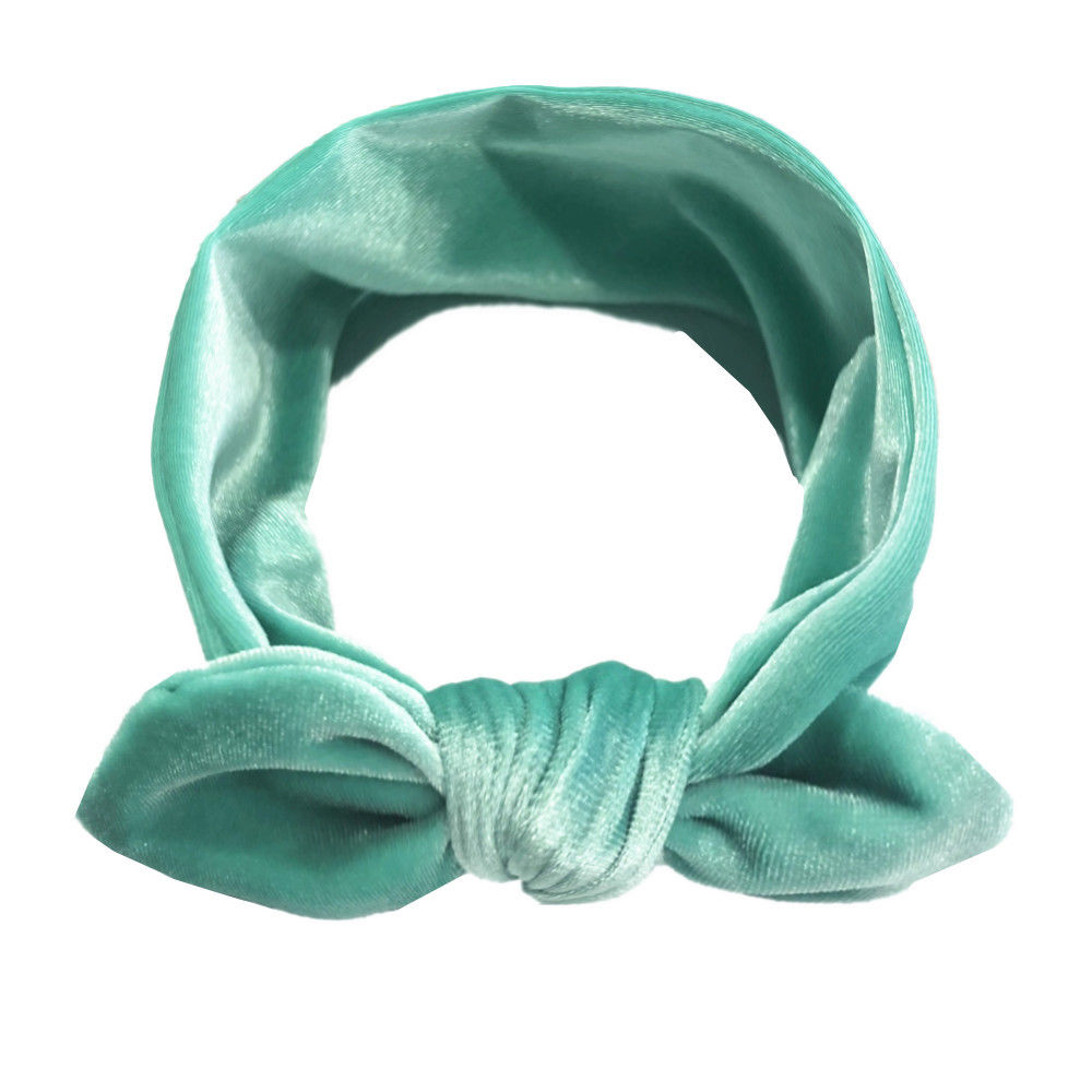 Gloednieuwe Peuter Baby Meisjes Fluwelen Lint Hair Bows Hoofdbanden Bunny Oren Grote Boog Haarbanden Candy Kleur Solid hoofddeksels