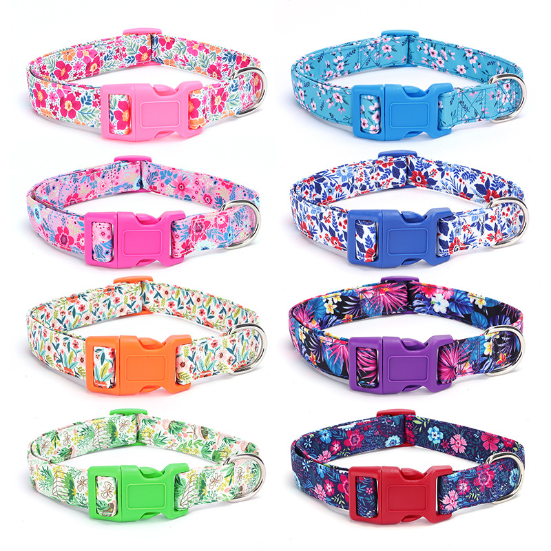 Nylon-Hundehalsband, verstellbar, Blumendruck, Welpenhalsband, Haustierprodukte für kleine, mittelgroße und große Hunde, Chihuahua, französische Bulldogge