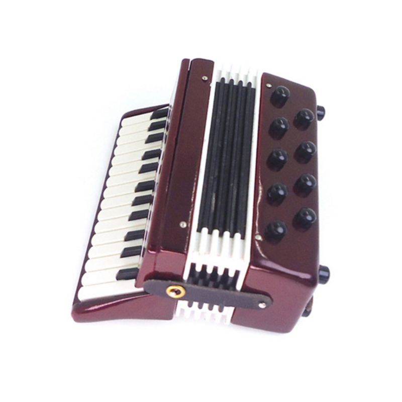 Mini 1/12 Dollhouse Wooden Accordion Miniature Musical Instruments Model Collection Home Decor Toys