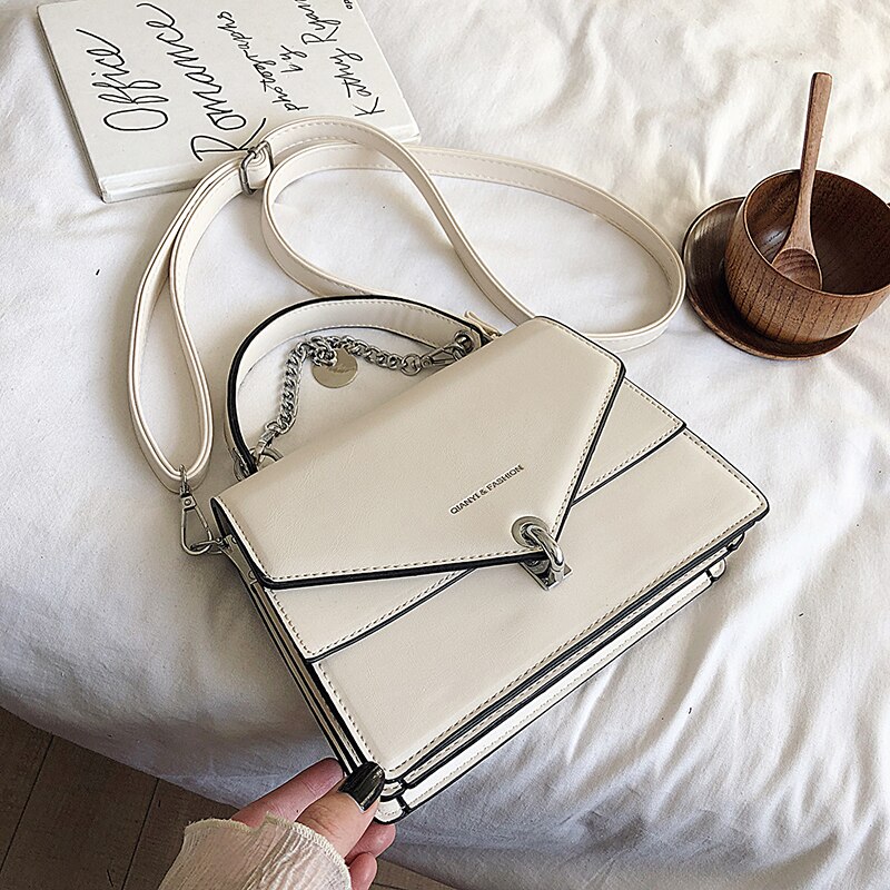 Bags For Women Luxury Handbag Casual Chain Wild Lady Shoulder Cross Body Bag Black Small Square Messenger female: White crossbody bag