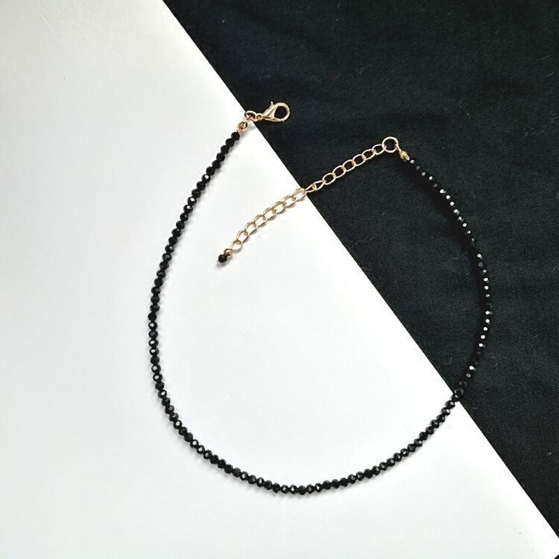 Marca de moda simples contas pretas colar curto jóias femininas gargantilha colares bijoux femme senhoras festa colar 2024
