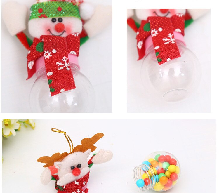 4 Stks/partij Kerst Mini Plastic Snoep Fles Hanger Xmas Tree Ornamnet Creatieve Decoratie Kids Party Favor Kerst Ambachten