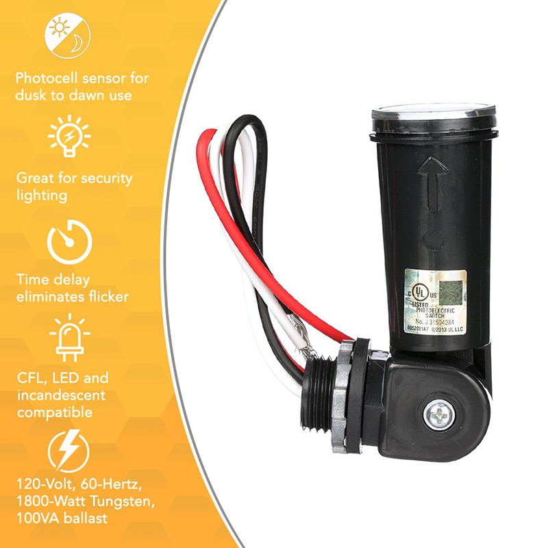 Sensor de fotocélula LED giratorio para exteriores, Sensor de Fotocélula de Control, 120/220V, 10 unidades