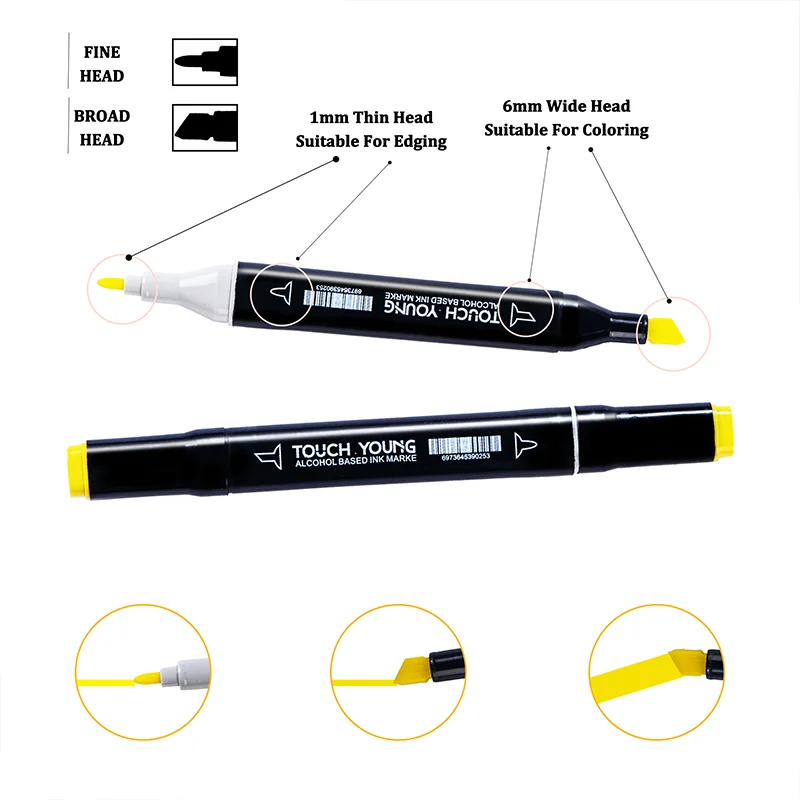 Rotuladores de Alcohol de doble punta, pincel de punta fina para pintura de artista, rotulador de boceto , herramientas de dibujo de Manga de Graffiti, suministros de arte