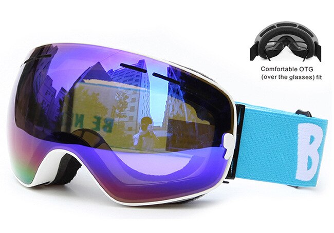 Ski Goggles Double Layer Anti-fog Windproof Dustproof Ski Eye-protection Goggles Goggles Cocker Myopia Glasses: Snow3102 Ivory White