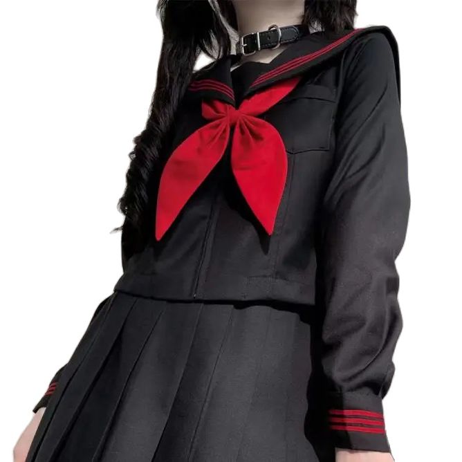 Japan echte Schuluniform Anzug Seemann JK Basic Cartoon Mädchen Marine Seemann Uniform schwarz setzt Marine Kostüm Frauen Mädchen Kostüm