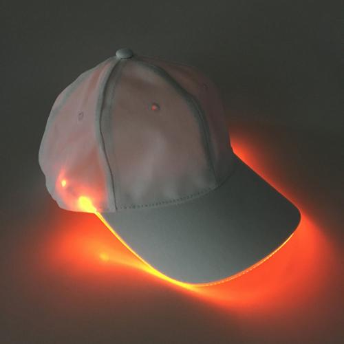 Sombrero Color sólido LED luminoso sombrero de béisbol de Navidad gorra de pico al aire libre ropa accesorio para el sombrero de amigo: White Orange Light