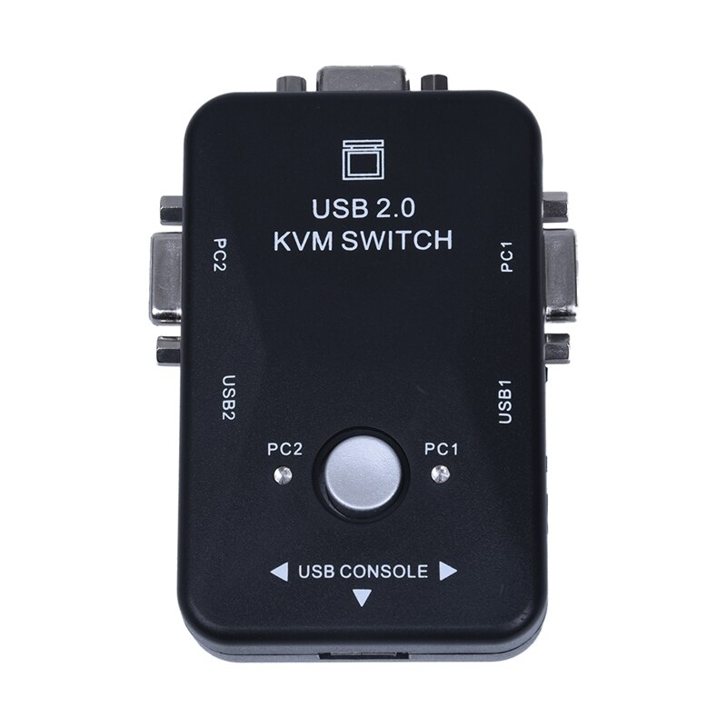 All-in-one Mini 2 Ports KVM Manual Switch Box Adapter w USB Connector