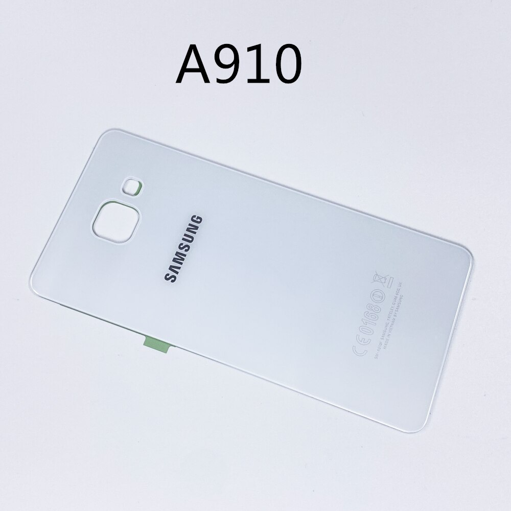 Do SAMSUNG Galaxy A3 A310 A5 A510 A7 A710 A9 A910 2016 powrót pokrywa baterii obudowa drzwi tylna szklana obudowa Shell naklejki samoprzylepne: A910 white