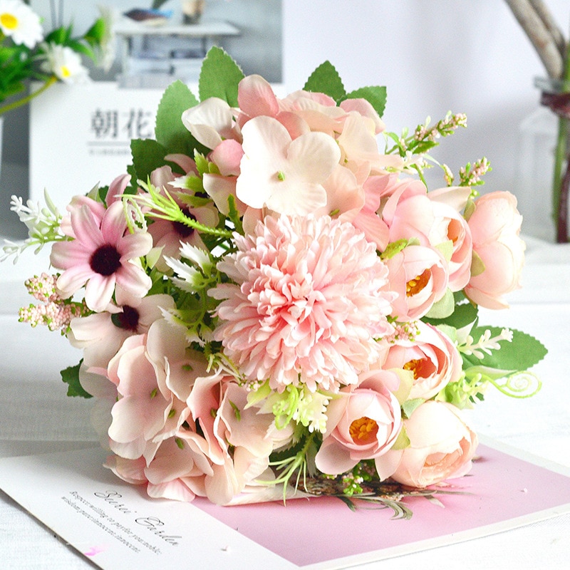 Ramo de boda de tendencia de Ins nórdico para novia, rosas de simulación hermosas, Flores artificiales para boda, Flores de utilería para fotografía