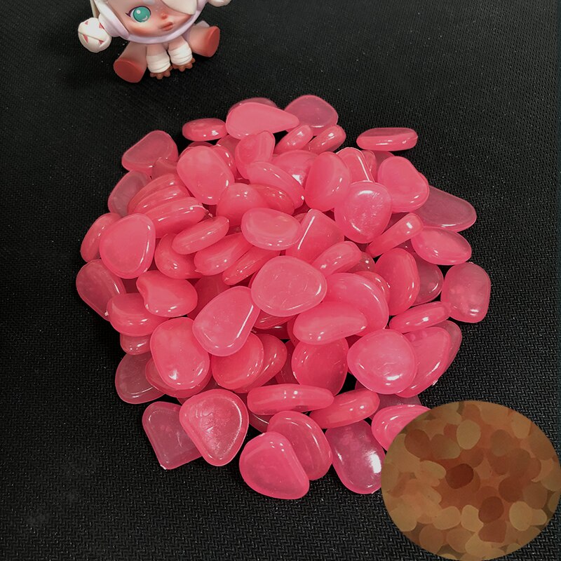 100/200 Stuks Tuin Decoratie Lichtgevende Steen Gloeit In Dark Decoratieve Steentjes Outdoor Aquarium Decoratie Pebble Aquarium: 100pcs / Pink