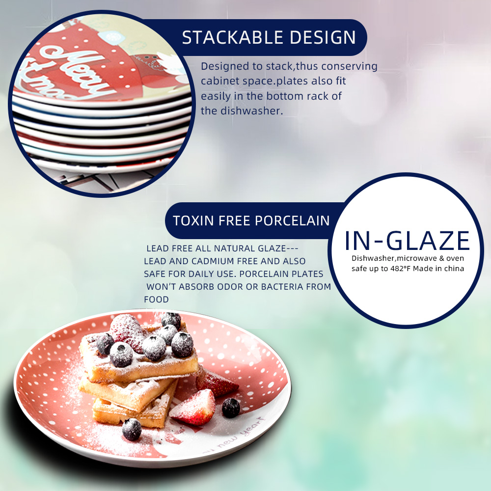 Christmas Ceramic Plate Food Dishes Cartoon Hand Painted Fruit Steak Dinner Plates Western Dinner Plate Tableware Year
